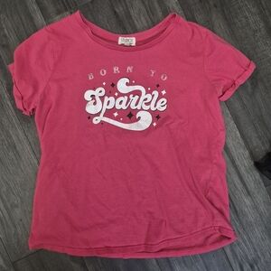 Studio Hot Pink 'Born to Sparkle' Girls Short Sleeve Tee - Size M